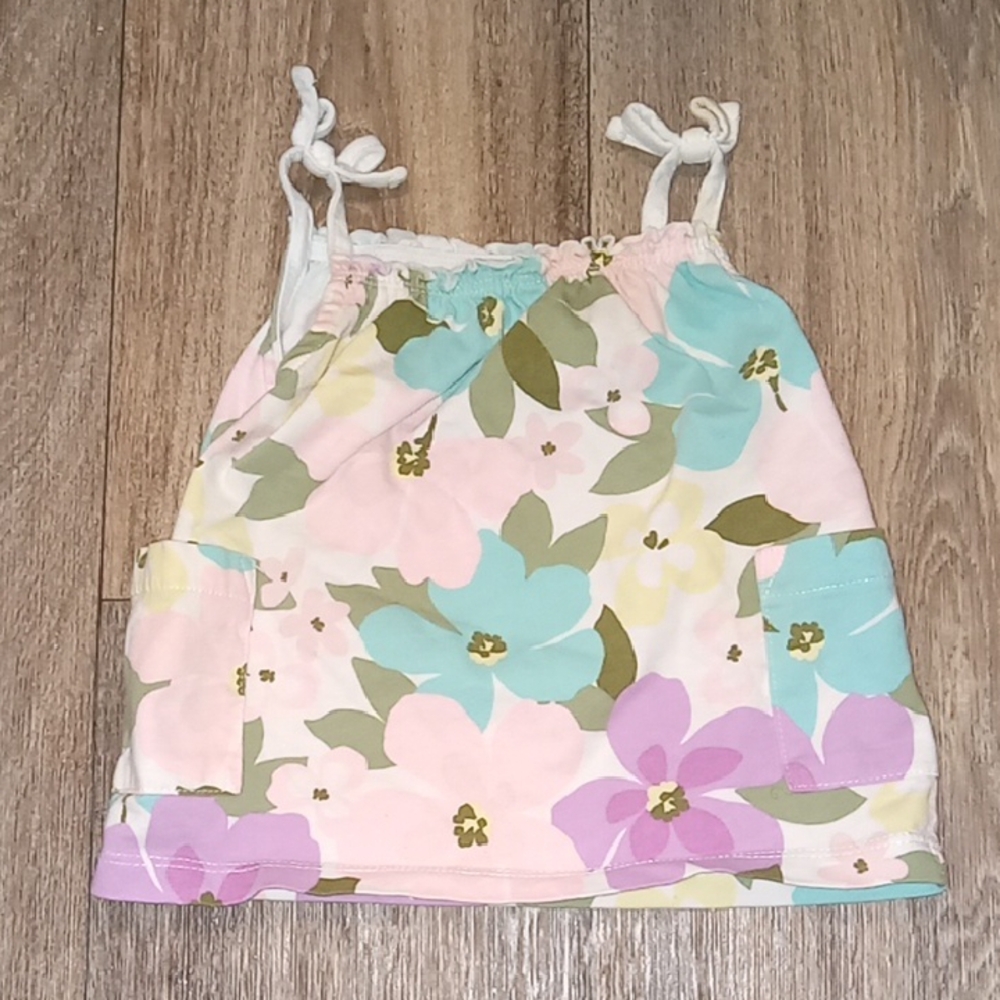Floral Tank Top with Tie Straps